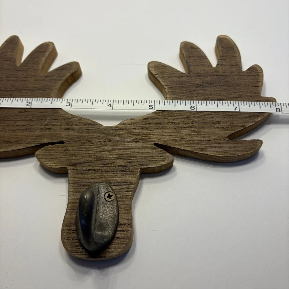 Moose antler wooden wall decor with hooks
